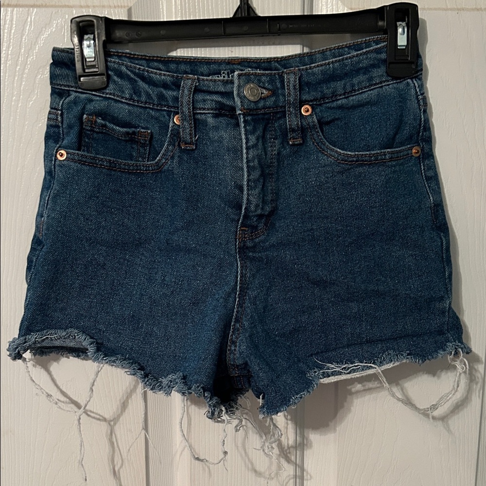 Denim Frayed Hem Women Shorts